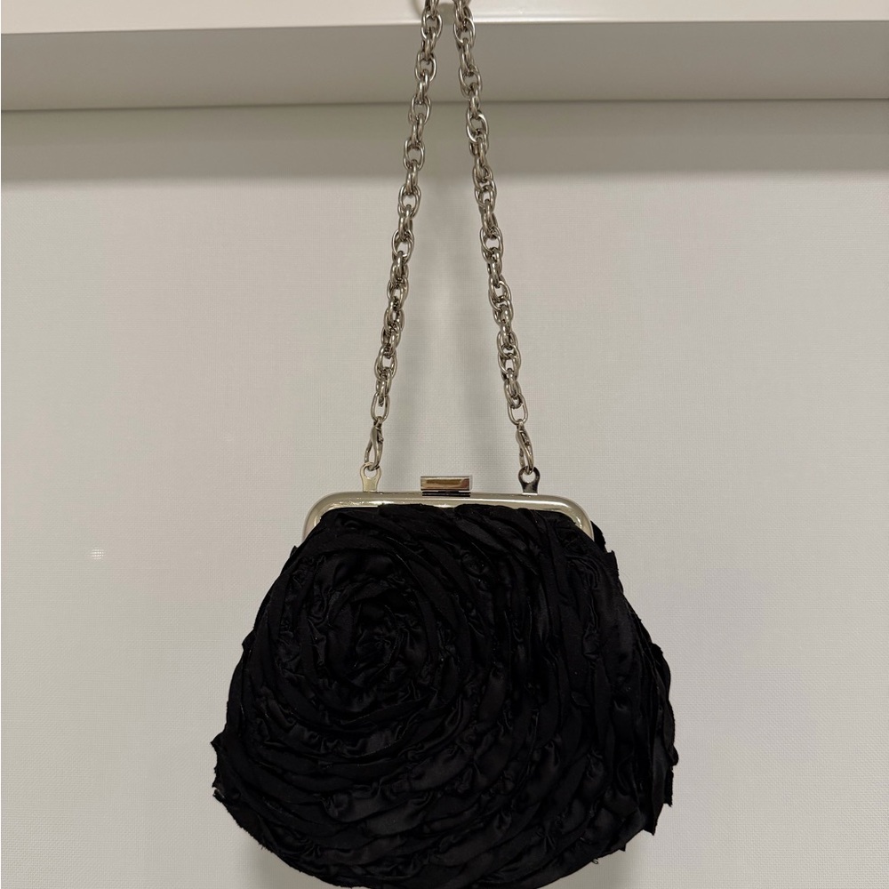 White House Black Market Black Rosette Clutch
